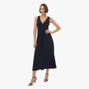 NWT Tommy Hilfiger Women's Sleeveless V-Neck Jersey A-line Midi Dress Sz 4 Navy